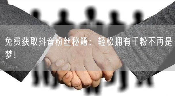 免费获取抖音粉丝秘籍：轻松拥有千粉不再是梦！