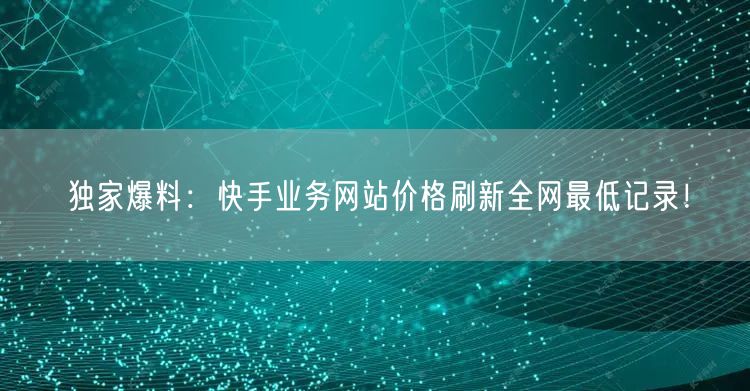 独家爆料：快手业务网站价格刷新全网最低记录！