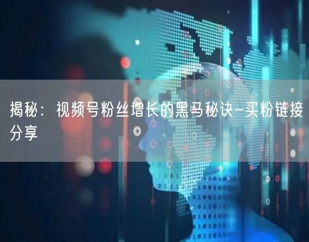 揭秘：视频号粉丝增长的黑马秘诀-买粉链接分享