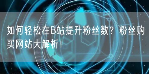 如何轻松在B站提升粉丝数？粉丝购买网站大解析！