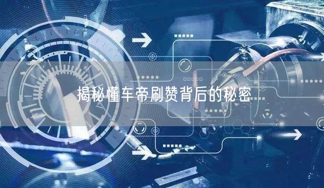 揭秘懂车帝刷赞背后的秘密