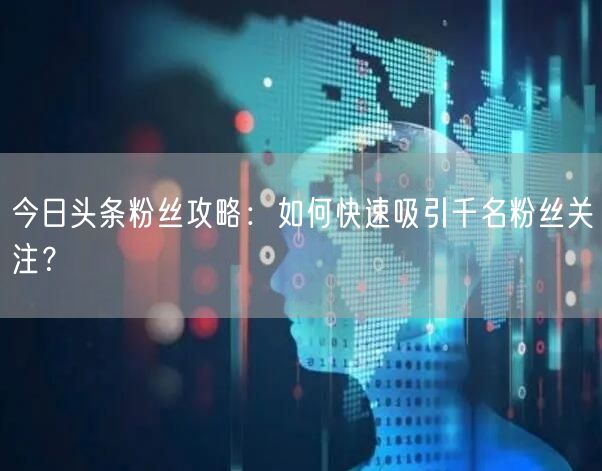今日头条粉丝攻略：如何快速吸引千名粉丝关注？