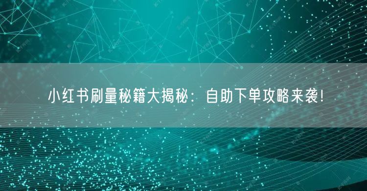 小红书刷量秘籍大揭秘：自助下单攻略来袭！