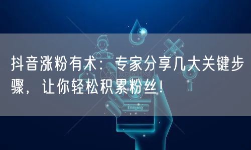 抖音涨粉有术:专家分享几大关键步骤,让你轻松积累粉丝!