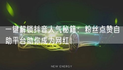 一键解锁抖音人气秘籍：粉丝点赞自助平台助你成为网红！