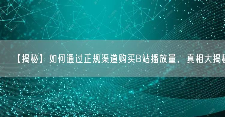 【揭秘】如何通过正规渠道购买B站播放量，真相大揭秘！