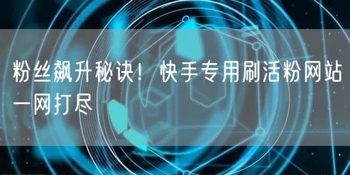 粉丝飙升秘诀！快手专用刷活粉网站一网打尽