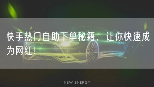 快手热门自助下单秘籍，让你快速成为网红！